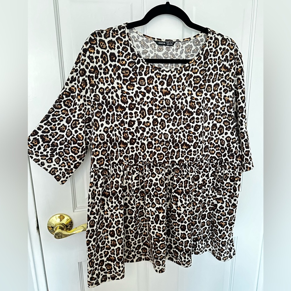 SHEIN leopard peplum shirt